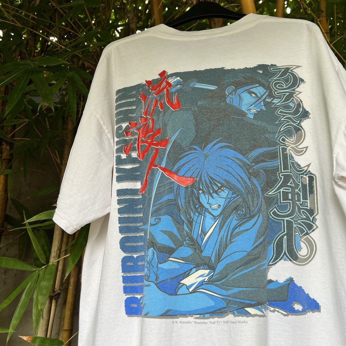 Pre-owned Cartoon Network X Vintage Vtg ‘00s Rurouni Kenshin Samurai X Anime Tee Shirt Saito In White