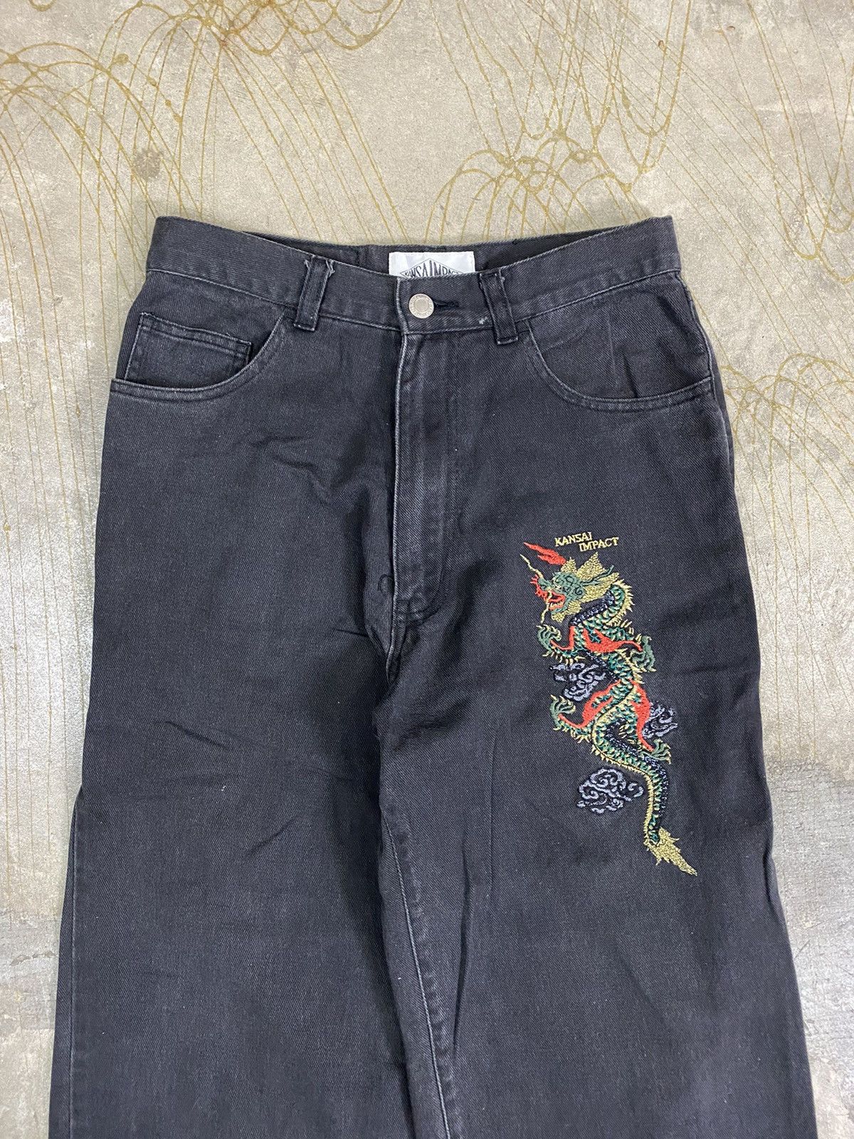 Kansai Yamamoto 80's Kansai IMPACT Embroidered Dragon Denim Size US 28 / EU 44 - 3 Thumbnail