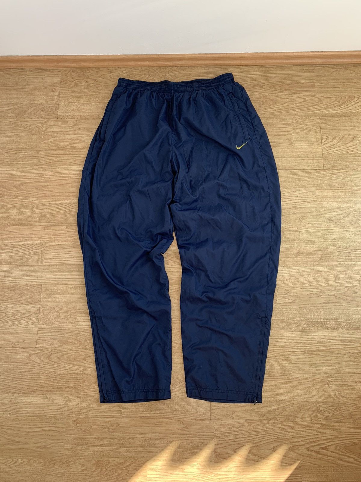 Nike × Vintage Vintage 90s Nike Navy Track Pants Swoosh Size US 36 / EU 52 - 2 Thumbnail