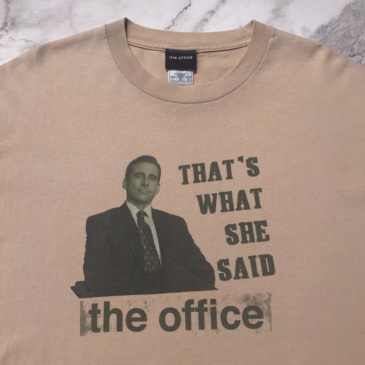 image of Humor x Vintage ‘00S The Office Tv Comedy Promo Tee Shirt Sitcom in Tan, Men's (Size Large)