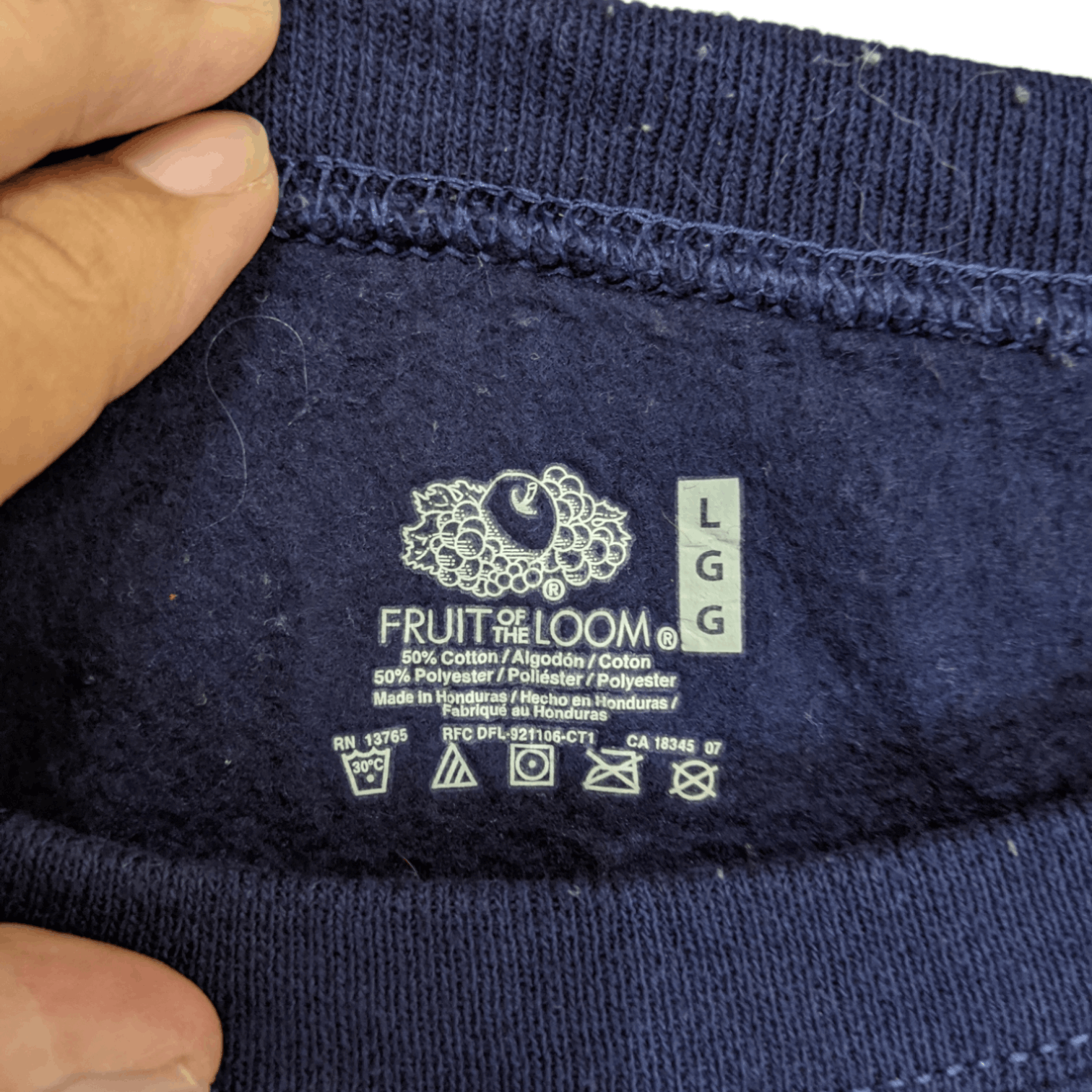 American Apparel FRUIT OF THE LOOM Dark Blue Plain Jumper Sweatshirt Size US L / EU 52-54 / 3 - 7 Thumbnail