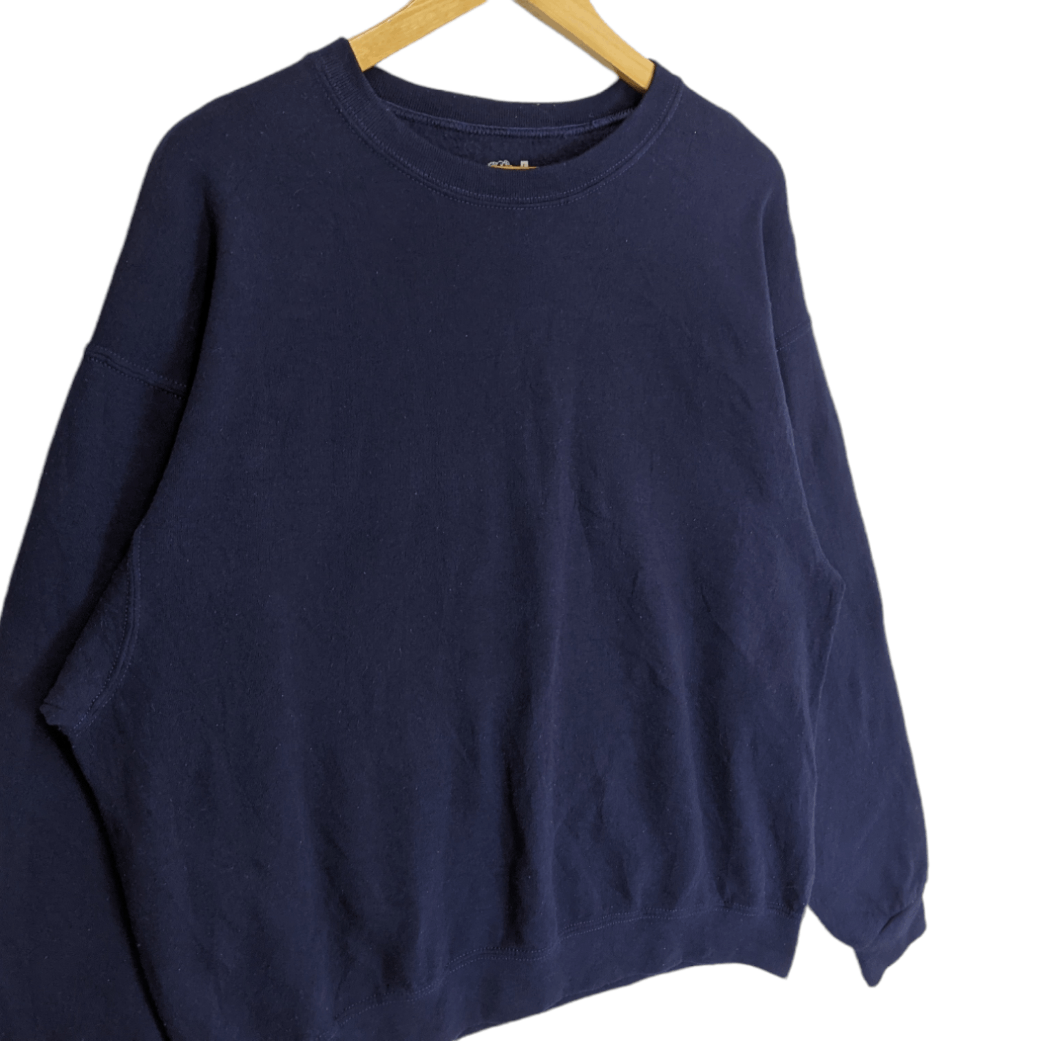 American Apparel FRUIT OF THE LOOM Dark Blue Plain Jumper Sweatshirt Size US L / EU 52-54 / 3 - 3 Thumbnail