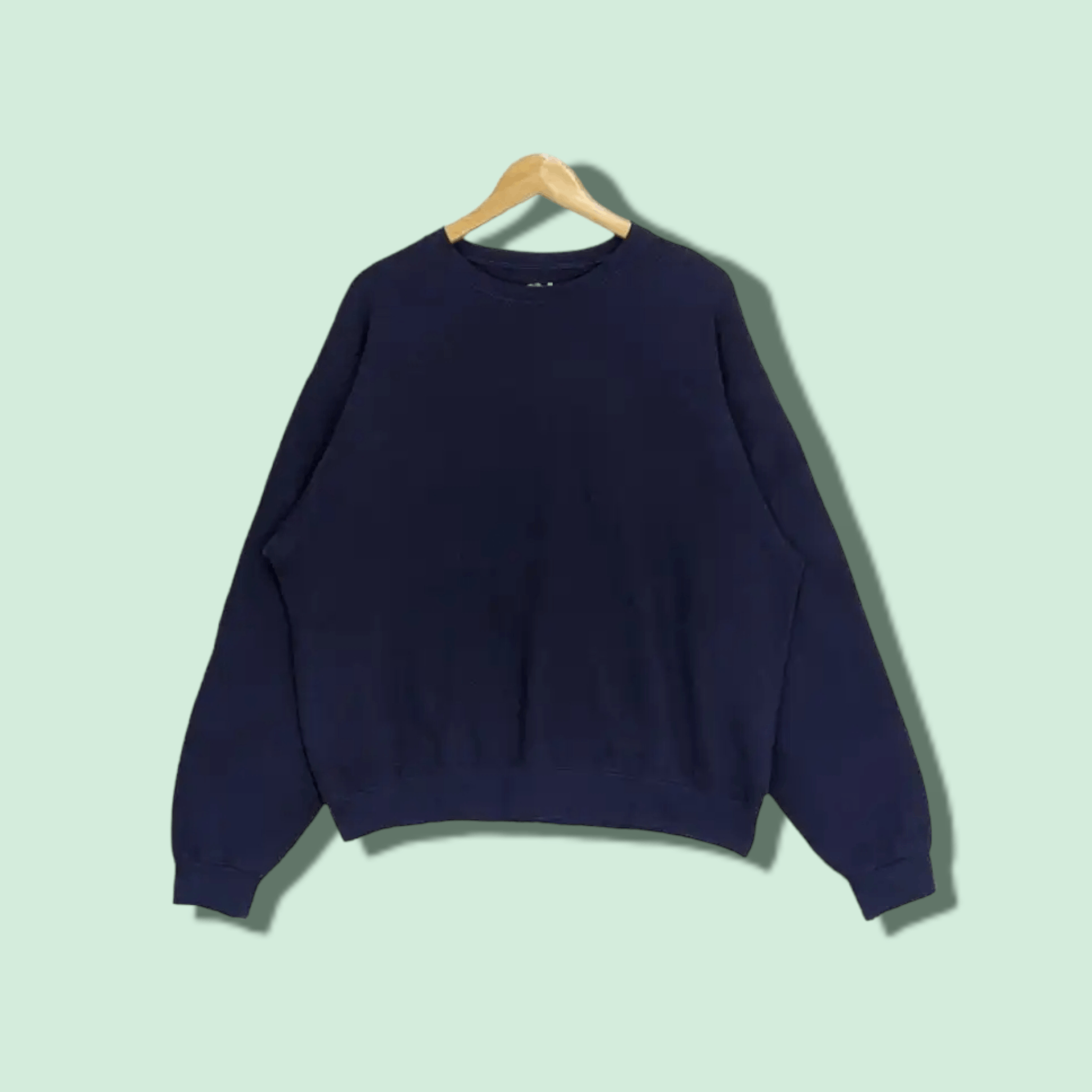 American Apparel FRUIT OF THE LOOM Dark Blue Plain Jumper Sweatshirt Size US L / EU 52-54 / 3 - 1 Thumbnail