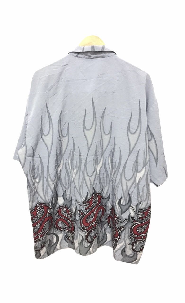 Japanese Brand × Toyo Enterprises 1990s Fire flame dragon button up shirt 100% polyester Size US XL / EU 56 / 4 - 5 Thumbnail