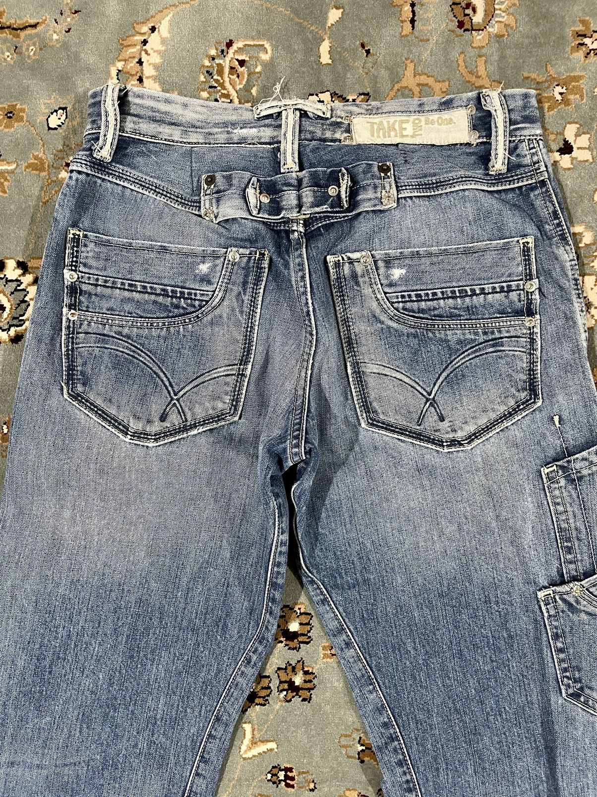 Japanese Brand × Vintage VINTAGE BE ONE TAKE TWO MUSCLE DENIM BACK BUCKLE SIZE 28X29 Size US 28 / EU 44 - 12 Thumbnail