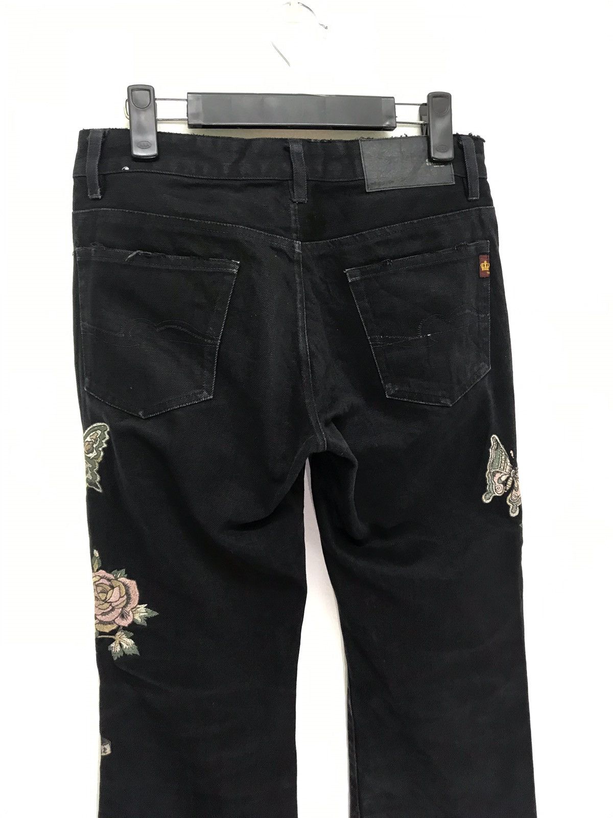 Japanese Brand Custom Culture Black Flare Denim Embroidery Snake Hawk Size US 28 / EU 44 - 8 Thumbnail