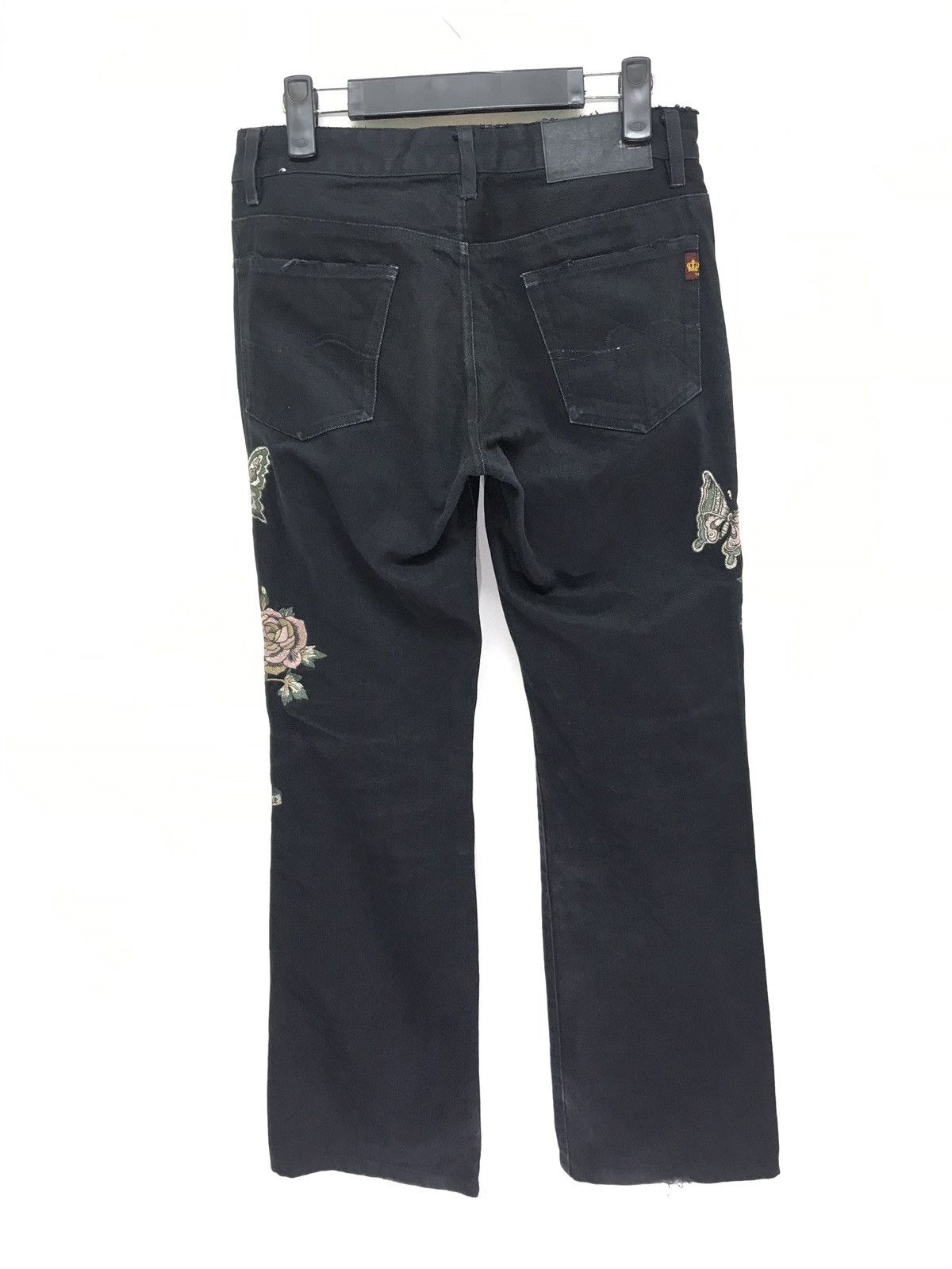 Japanese Brand Custom Culture Black Flare Denim Embroidery Snake Hawk Size US 28 / EU 44 - 6 Thumbnail