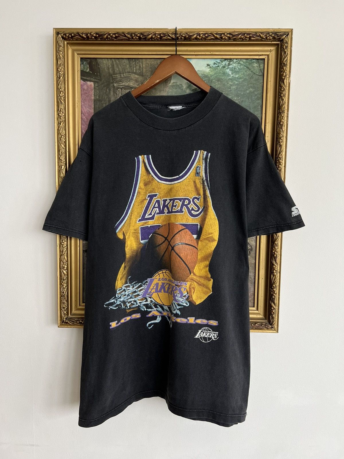 image of 90's Los Angeles Lakers Kobe Bryant Starter Nba Tee in Black, Men's (Size XL)