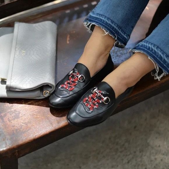 Gucci Gucci Brixton Horsebit Snake Embroidered Leather 