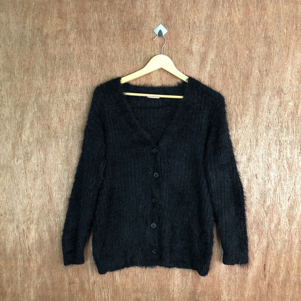 image of Cardigan x Hypebeast Glacier Black Shag Shaggy Fur Mohair Knitwear 6643Dl, Men's (Size Medium)