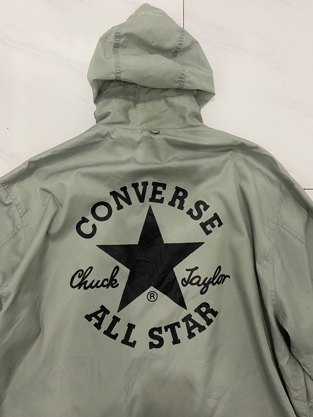 image of 90’S Big Logo Converse Coach Jacket Hoodies in Light Cloud, Men's (Size XL)