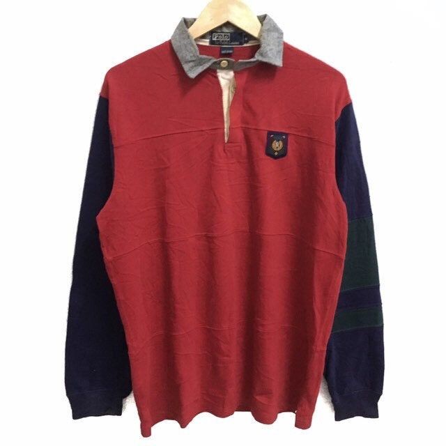 Polo Ralph Lauren × Vintage VINTAGE POLO RALPH LAUREN UNI CREST POLOS RUGBY LONG SLEEVE Size US M / EU 48-50 / 2 - 1 Thumbnail