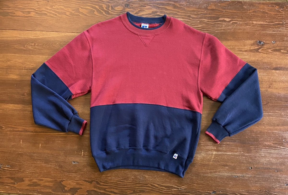 Russell Athletic × Vintage Vintage 90’s Russell Athletic Red Navy Crewneck Sweatshirt Size US M / EU 48-50 / 2 - 2 Thumbnail