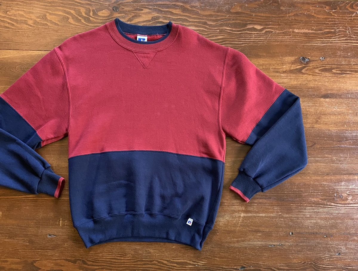 Russell Athletic × Vintage Vintage 90’s Russell Athletic Red Navy Crewneck Sweatshirt Size US M / EU 48-50 / 2 - 1 Thumbnail