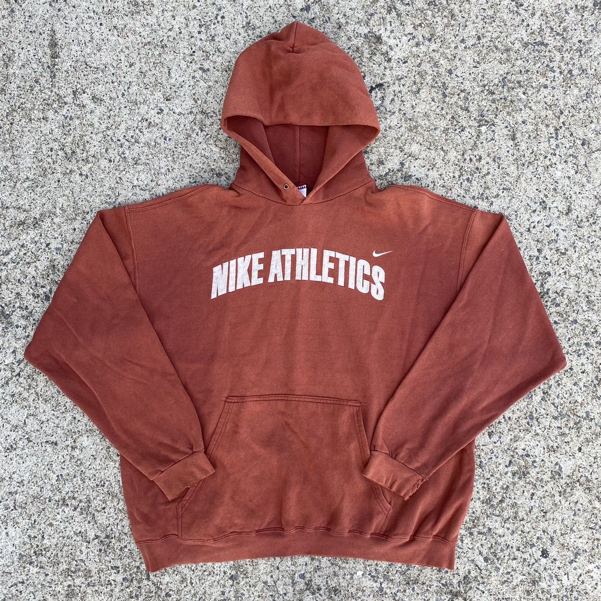 Nike × Vintage Vintage Nike Athletics Spell Out Sweatshirt Hoodie Size US XL / EU 56 / 4 - 1 Thumbnail