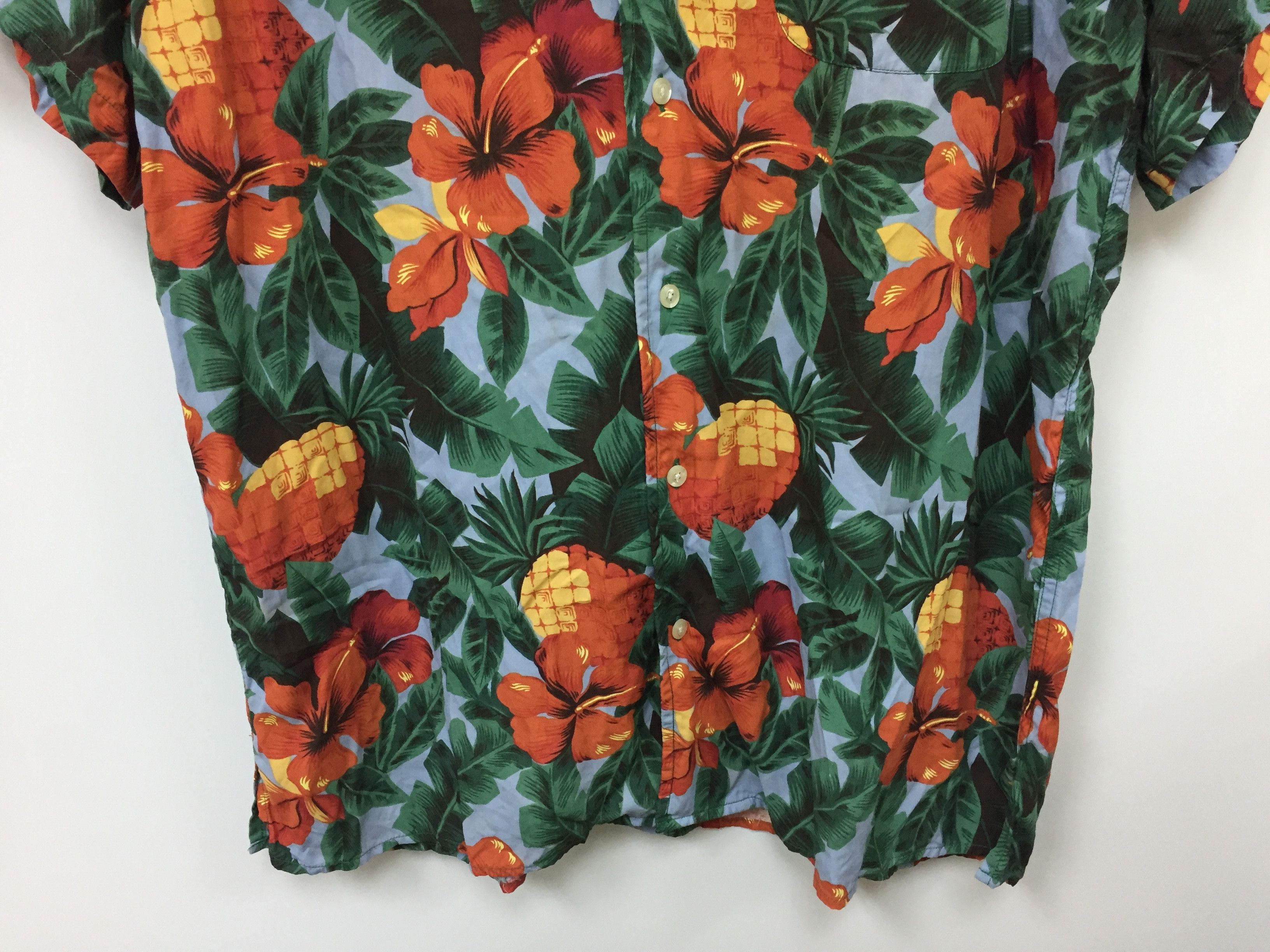 Tommy Hilfiger 90's 100% Rayon hawaiian shirt hibiscus and pineapple Size US L / EU 52-54 / 3 - 4 Thumbnail