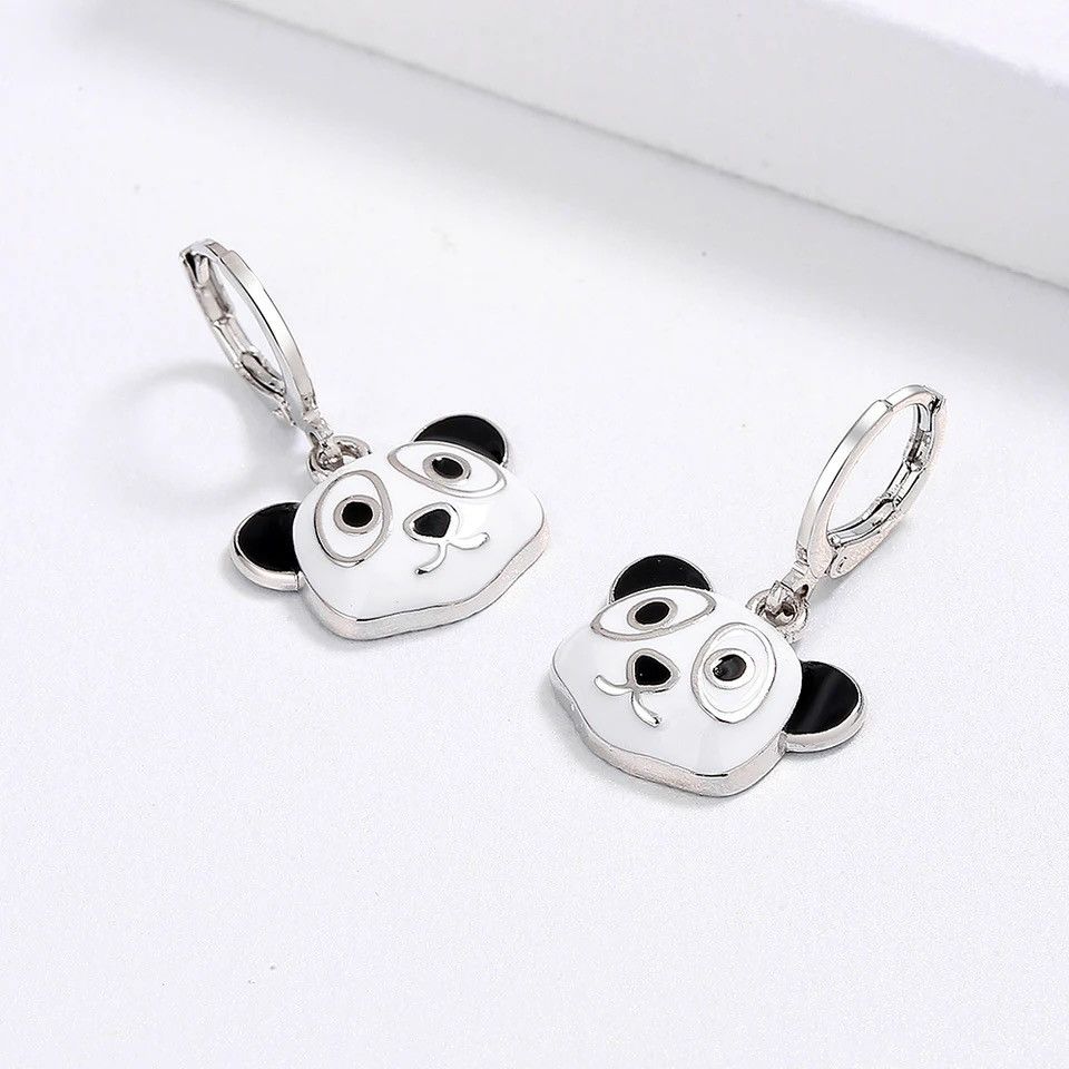 Jewelry Cute Handmade Enamel Jewelry Panda Earrings Size ONE SIZE - 5 Thumbnail