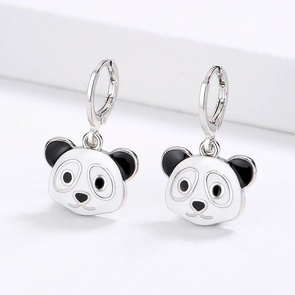 Jewelry Cute Handmade Enamel Jewelry Panda Earrings Size ONE SIZE - 2 Thumbnail