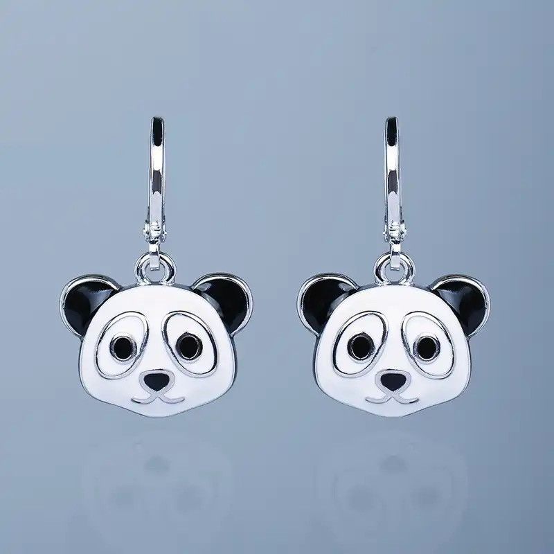 Jewelry Cute Handmade Enamel Jewelry Panda Earrings Size ONE SIZE - 1 Thumbnail