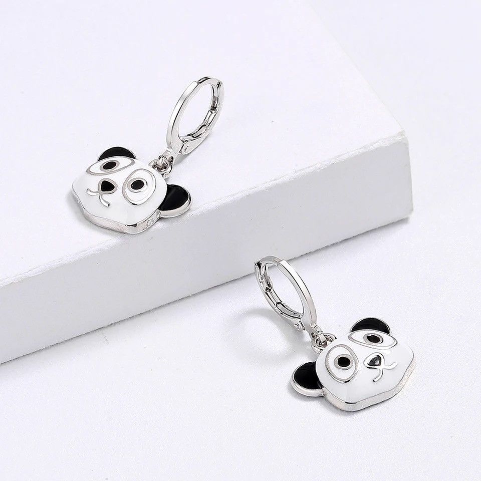 Jewelry Cute Handmade Enamel Jewelry Panda Earrings Size ONE SIZE - 3 Thumbnail