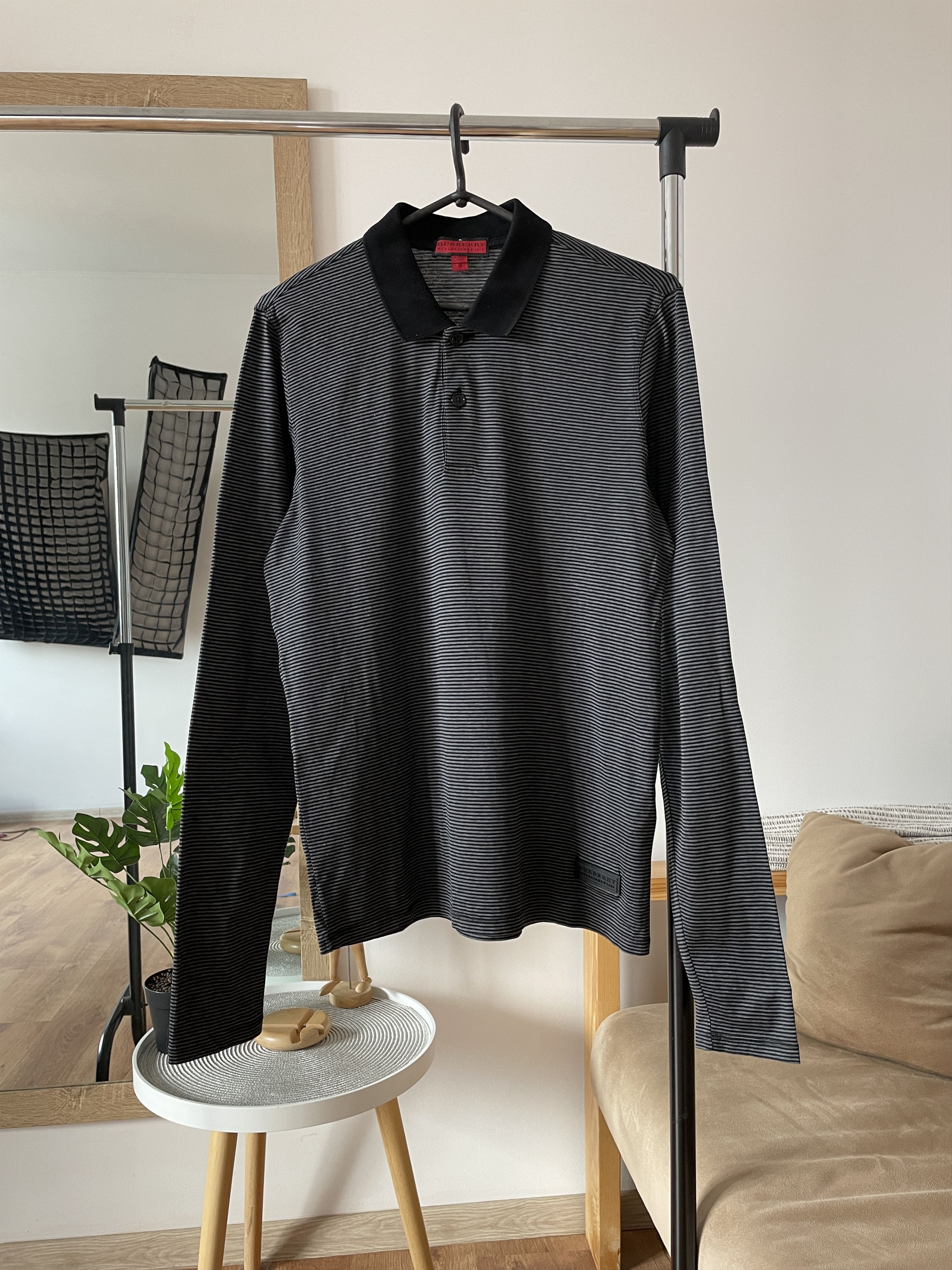 Burberry Red Label Striped L/S Polo T-Shirt Size S