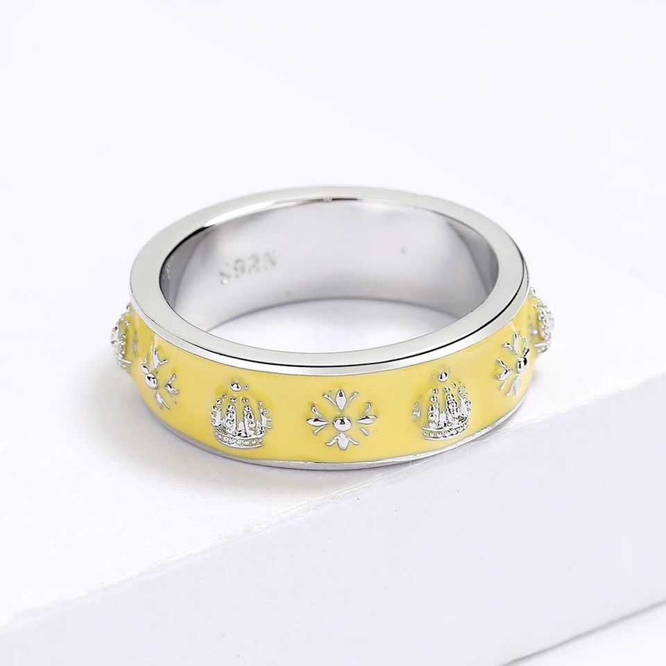 Japanese Brand × Jewelry × Vintage Creative Handmade Yellow Enamel Heart Ring Size ONE SIZE - 1 Thumbnail