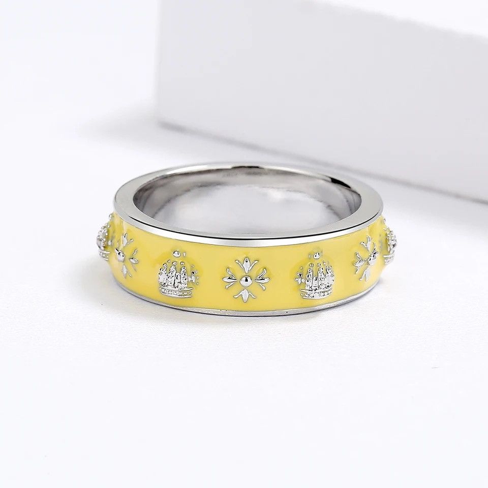 Japanese Brand × Jewelry × Vintage Creative Handmade Yellow Enamel Heart Ring Size ONE SIZE - 4 Thumbnail