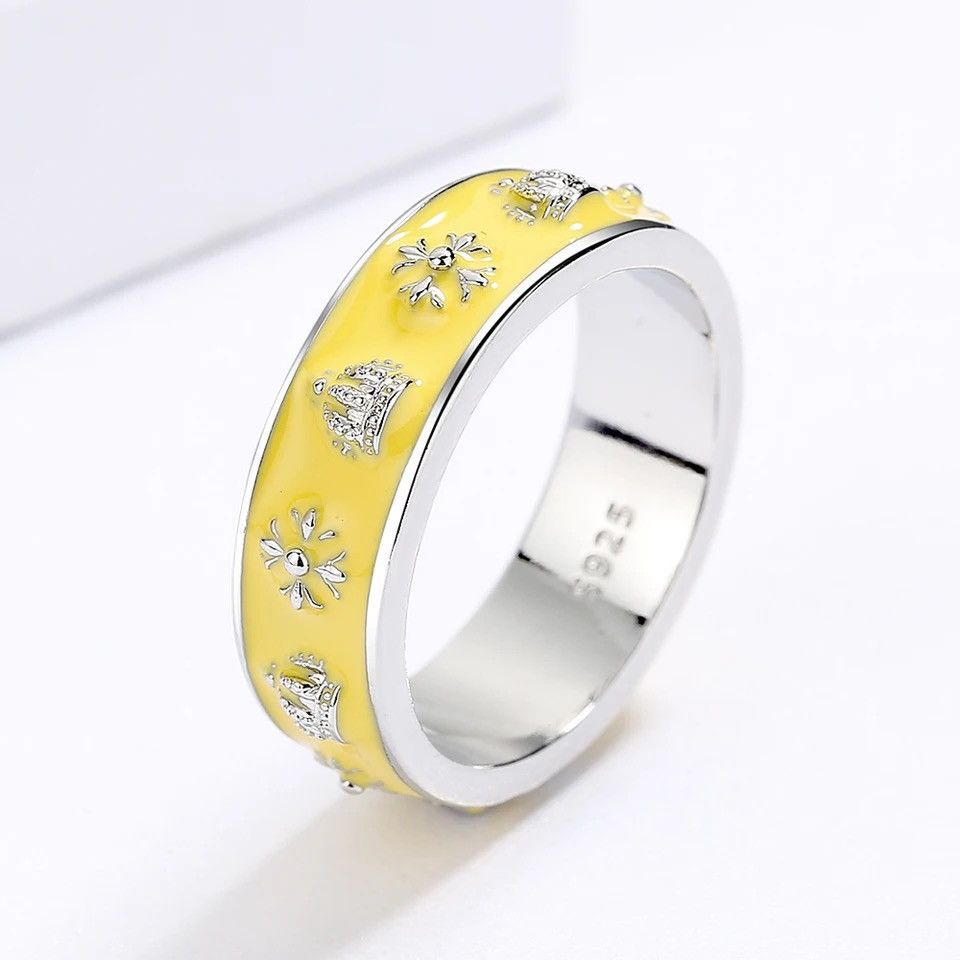 Japanese Brand × Jewelry × Vintage Creative Handmade Yellow Enamel Heart Ring Size ONE SIZE - 3 Thumbnail