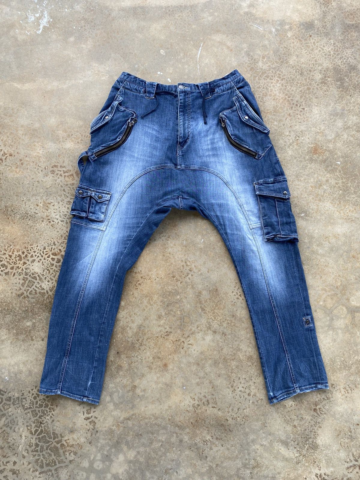 PPFM Vintage PPFM Drop Crotch Distressed Cargo Pants Size US 32 / EU 48 - 1 Thumbnail