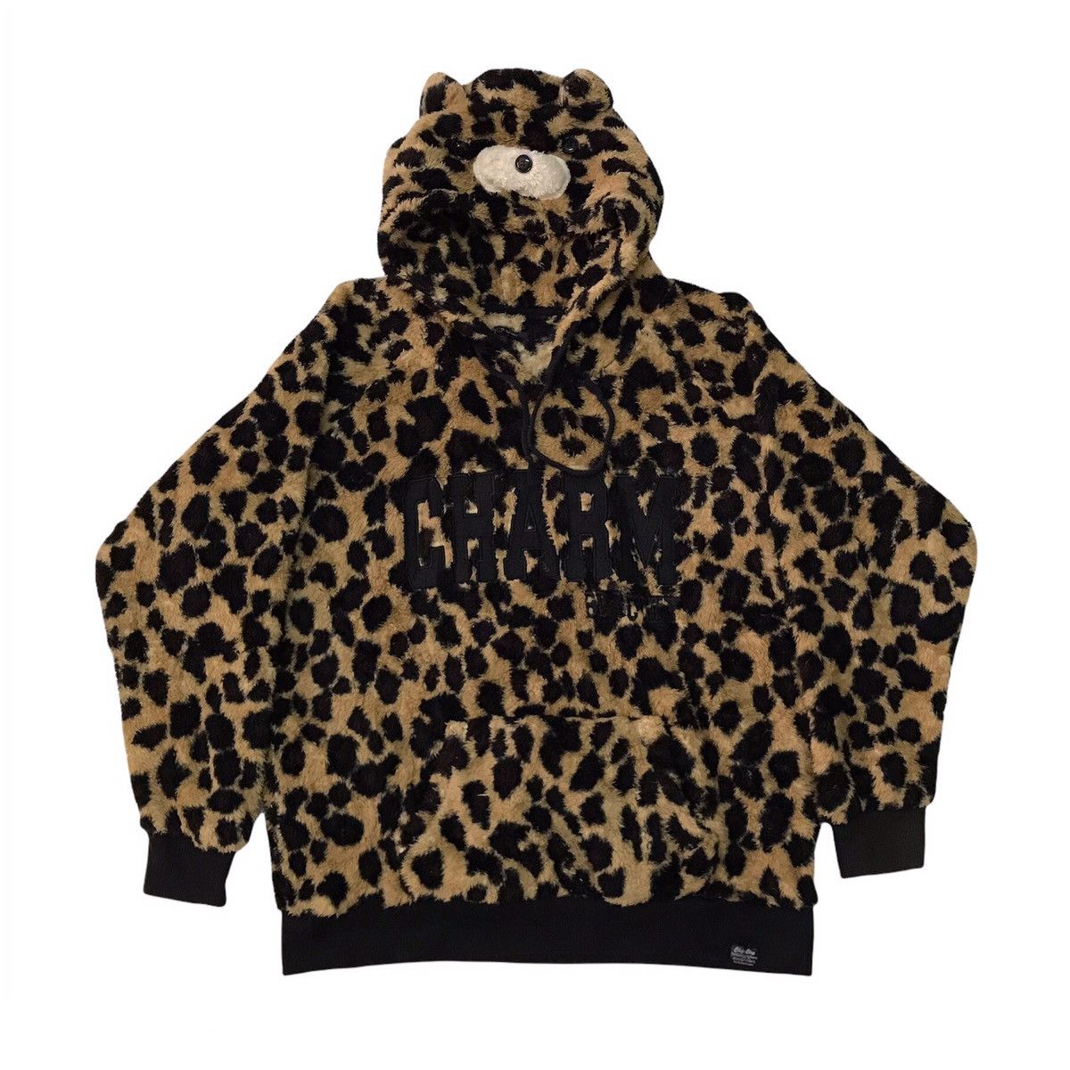image of Free Style Chip Clip Charm Be Lucky Leopard Print Hoodie With Tail, Men's (Size Large)