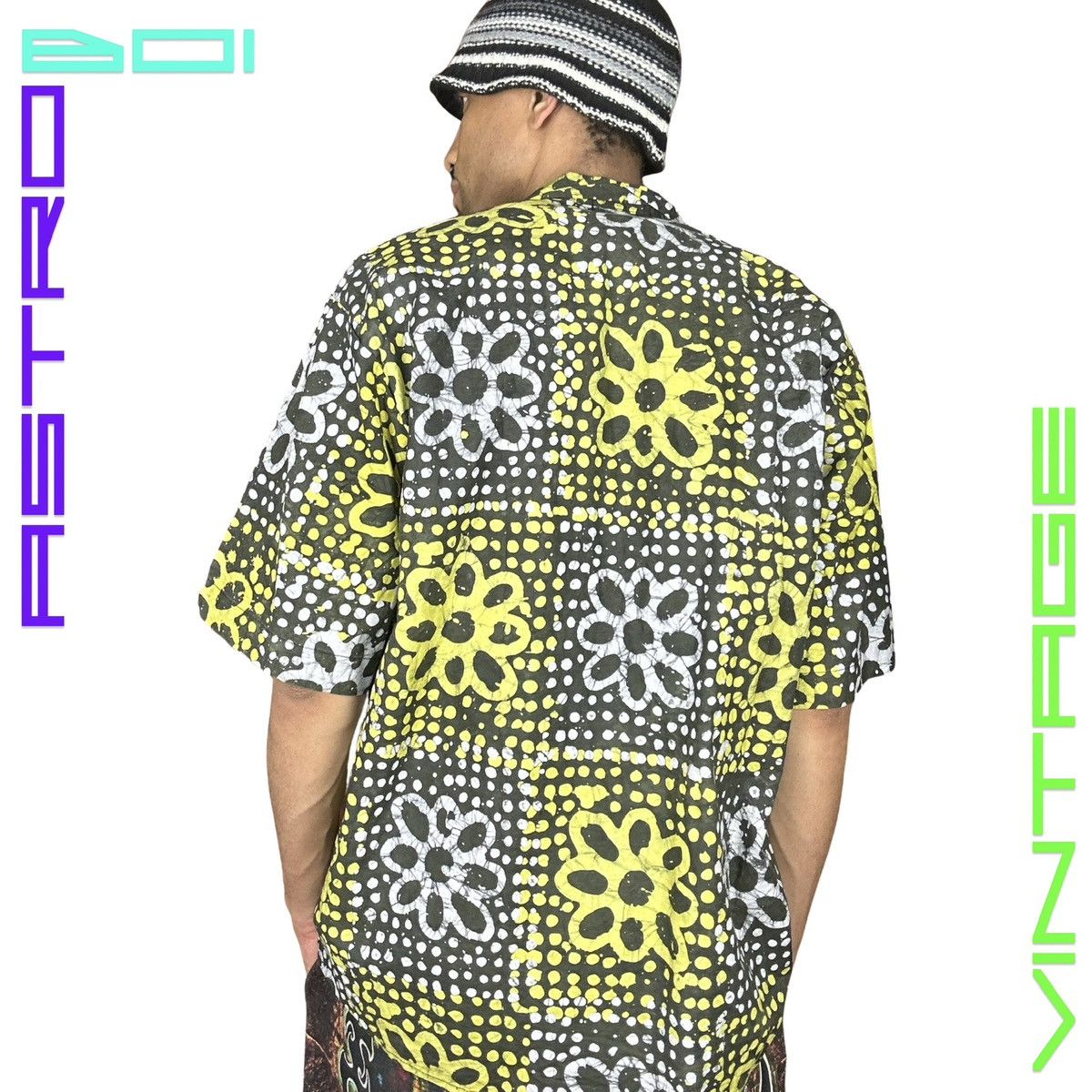 Vintage VINTAGE Black/Yellow Flora Patterned Batik Shirt - XL Size US XL / EU 56 / 4 - 4 Thumbnail