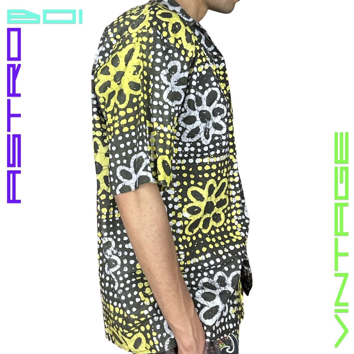 Vintage VINTAGE Black/Yellow Flora Patterned Batik Shirt - XL Size US XL / EU 56 / 4 - 3 Thumbnail