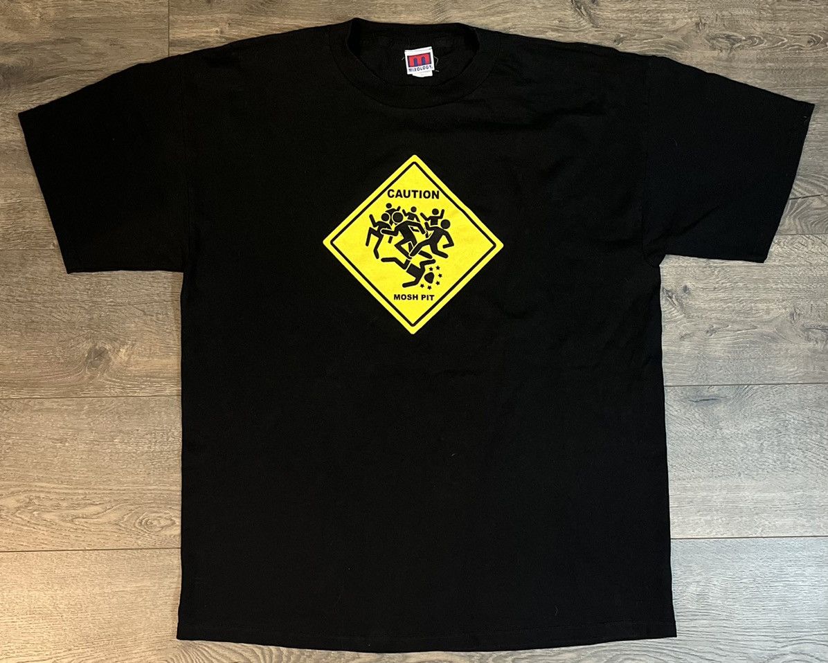 image of Band Tees x Rock Tees Vintage “Caution Mosh Pit” Tee in Black, Men's (Size XL)