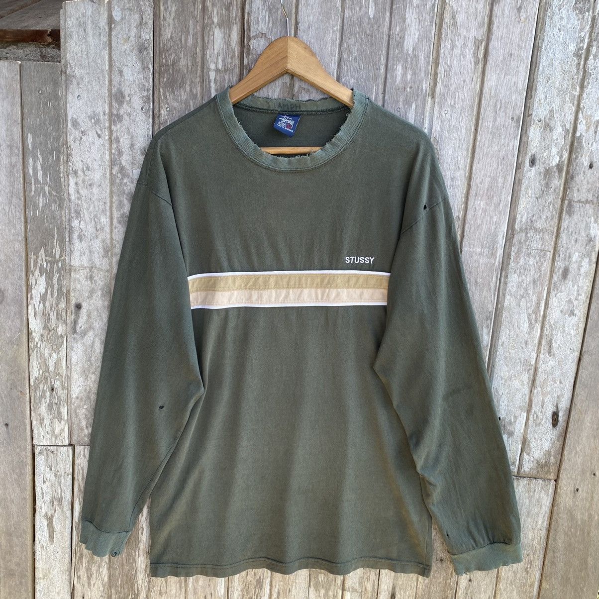 image of Man Made In Australia x Stussy Thrashed Faded Vintage Stussy Made In Australia Tshirt in Green (Siz