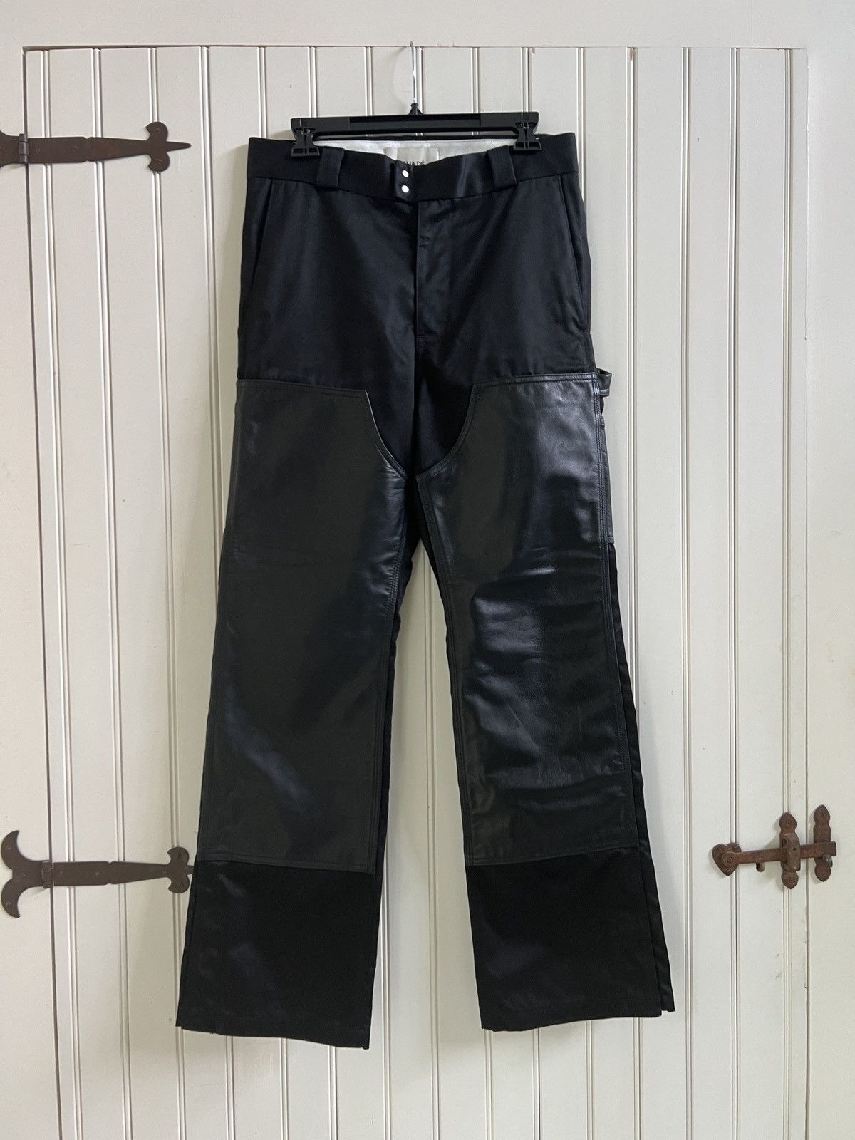 image of Vuja De Adagio Leather Trousers - Size 2 in Black, Men's