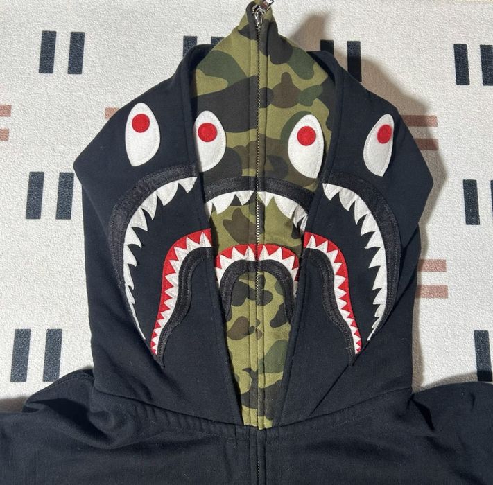 City camo shark wide fit full zip best sale double hoodie