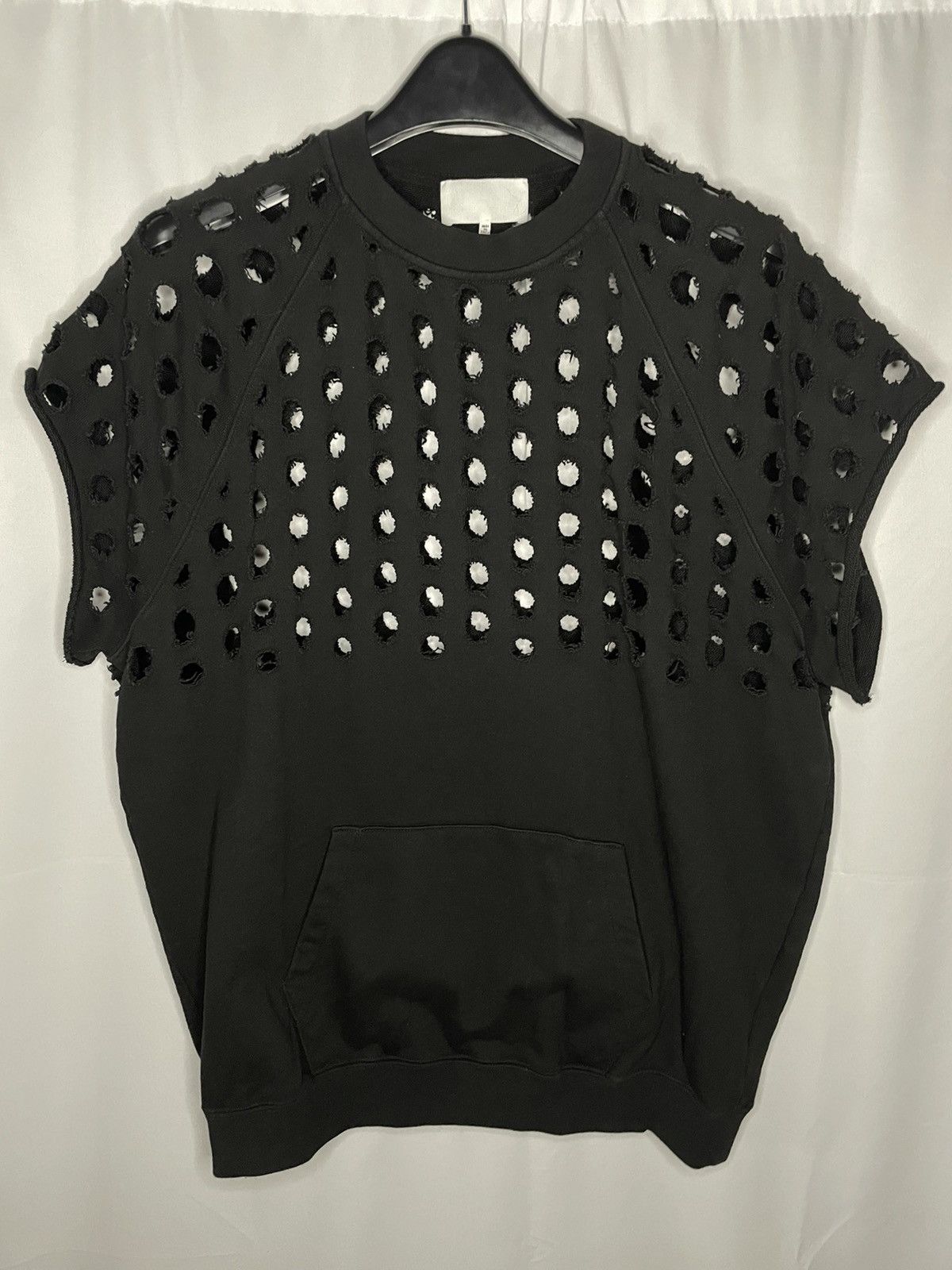 image of Maison Margiela Hole Punched Sleeveless Sweater in Black, Men's (Size XS)