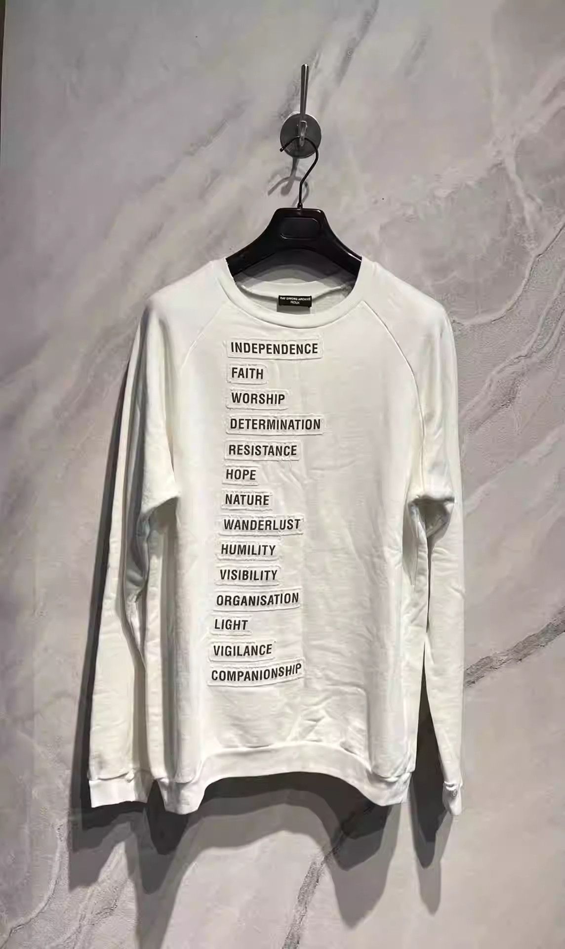 Raf Simons RAF SIMONS men's slogan white print sweatshirt Size US M / EU 48-50 / 2 - 6 Thumbnail