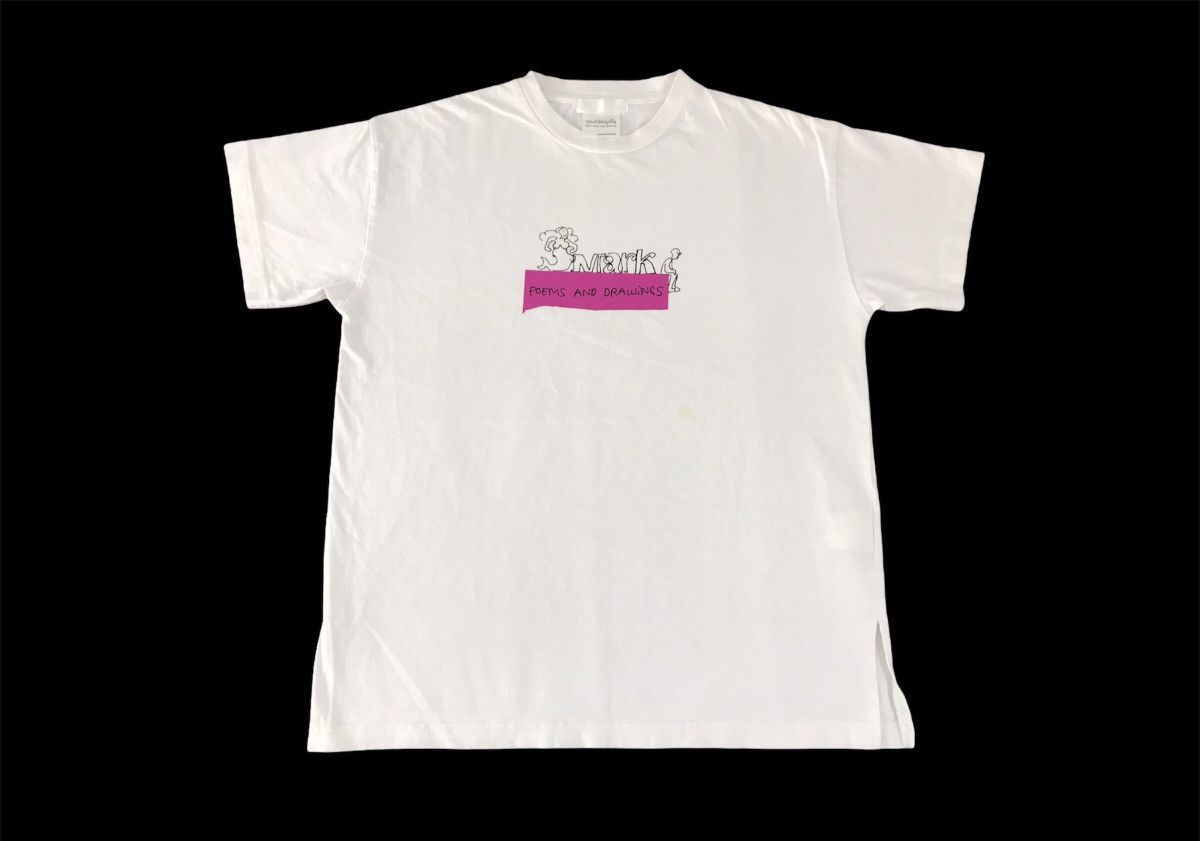 image of Mark Gonzales X Sense Of Place Poem And Drawing Art Tee in White, Men's (Size Medium)