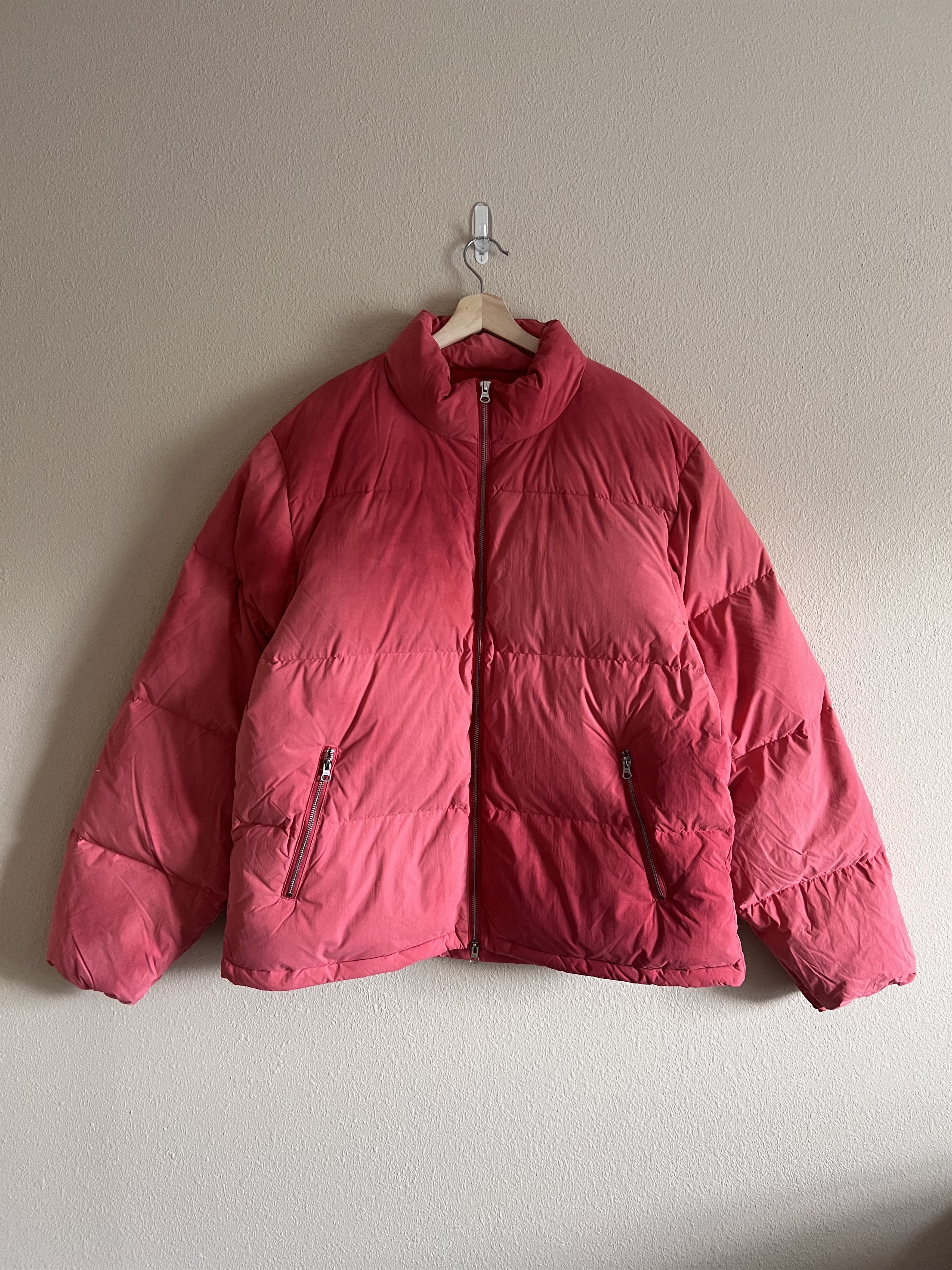 Stussy Nylon Down Puffer Jacket in Faded Red
