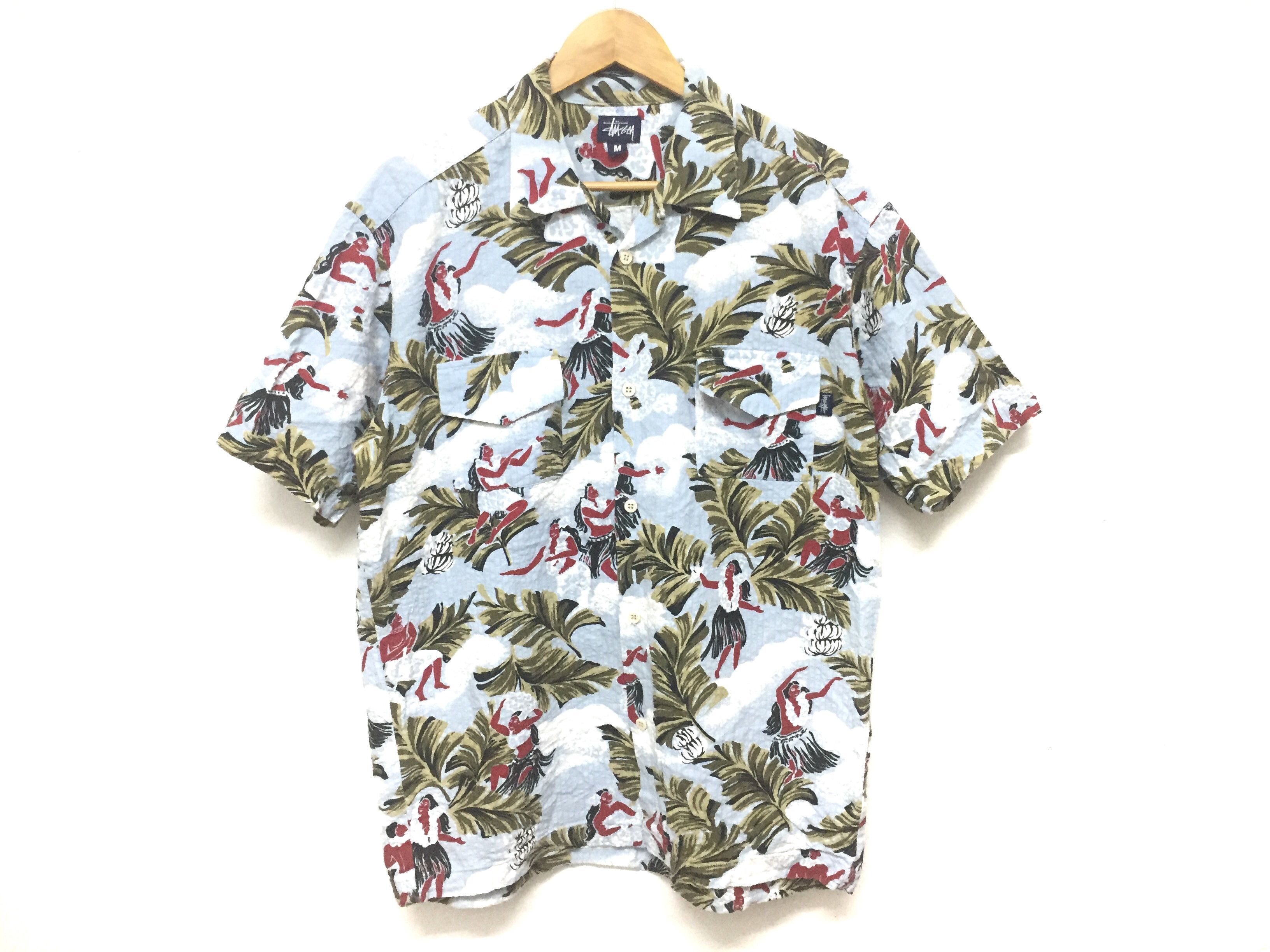Stussy 2000s STUSSY Double pocket Hula girl Hawaiian shirt Size US M / EU 48-50 / 2 - 3 Thumbnail