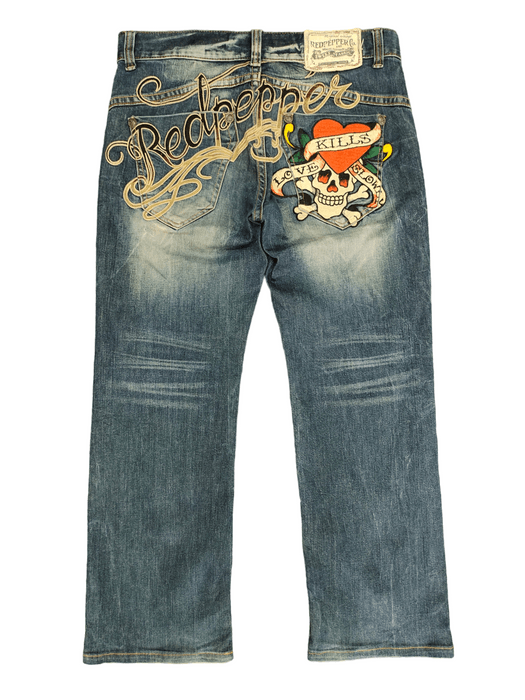 True Religion Ed Hardy X Red Pepper Embroidered Logo Denim Jeans Y2k ...