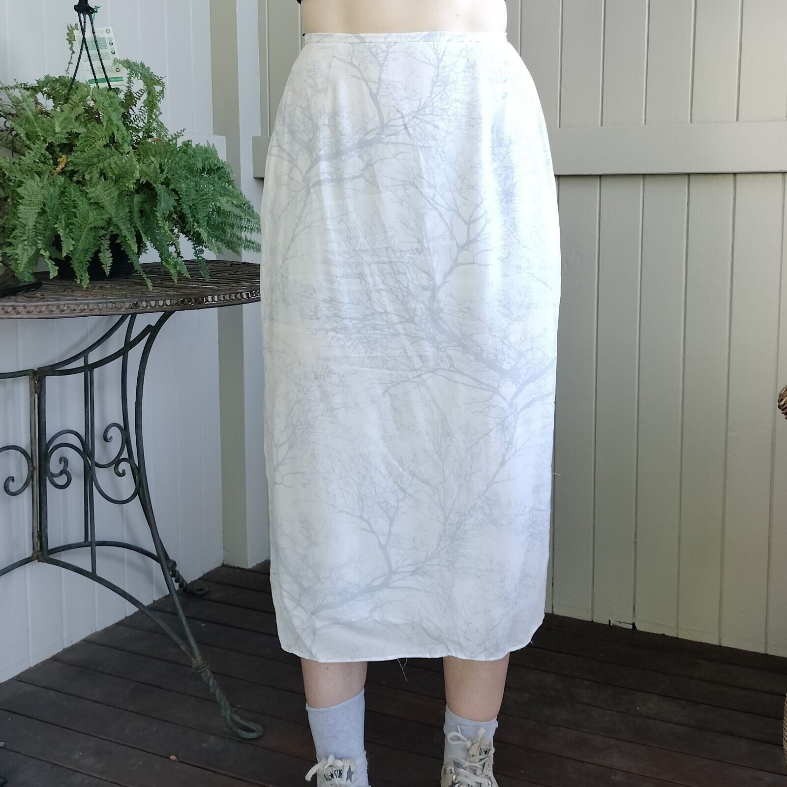 Designer × Man Made In Australia × Vintage Vintage Y2K Adele Palmer Skirt White Midi High Waist Size 28" / US 6 / IT 42 - 2 Thumbnail