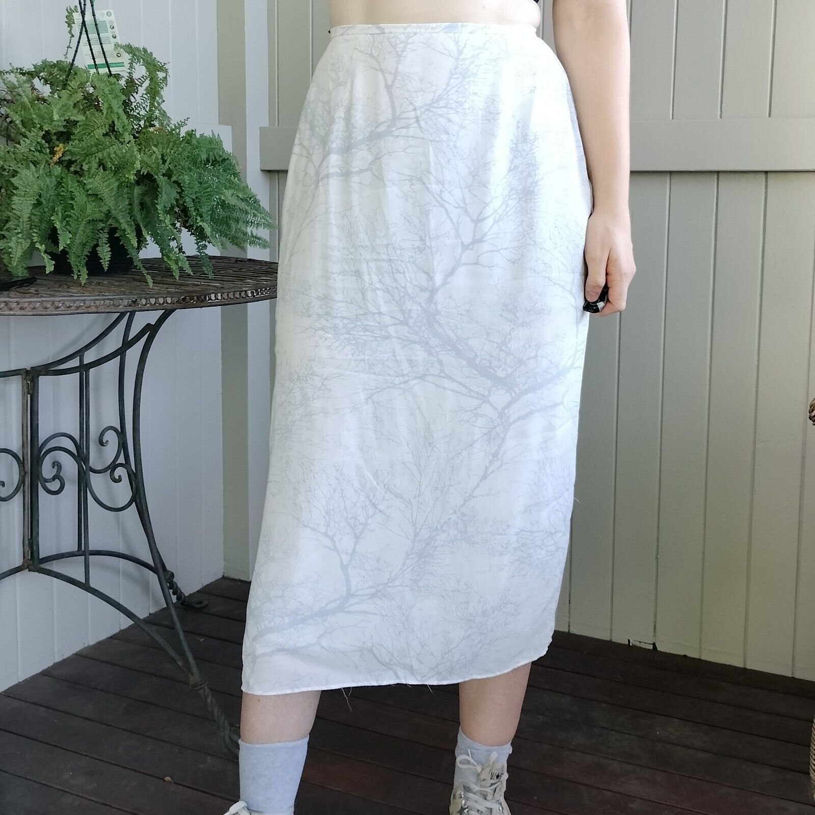 Designer × Man Made In Australia × Vintage Vintage Y2K Adele Palmer Skirt White Midi High Waist Size 28" / US 6 / IT 42 - 1 Thumbnail