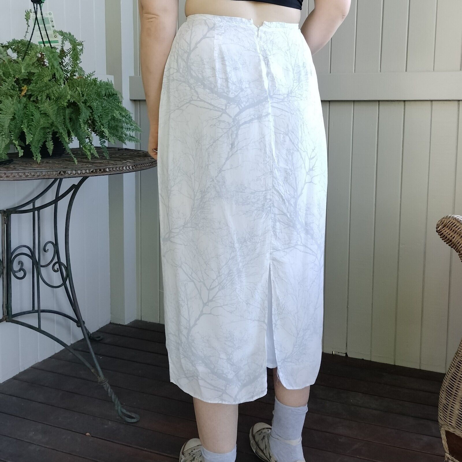 Designer × Man Made In Australia × Vintage Vintage Y2K Adele Palmer Skirt White Midi High Waist Size 28" / US 6 / IT 42 - 3 Thumbnail