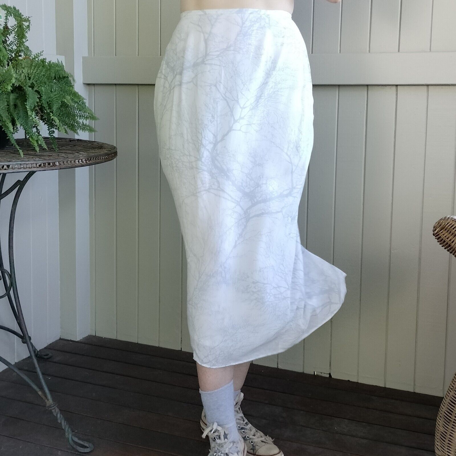 Designer × Man Made In Australia × Vintage Vintage Y2K Adele Palmer Skirt White Midi High Waist Size 28" / US 6 / IT 42 - 4 Thumbnail