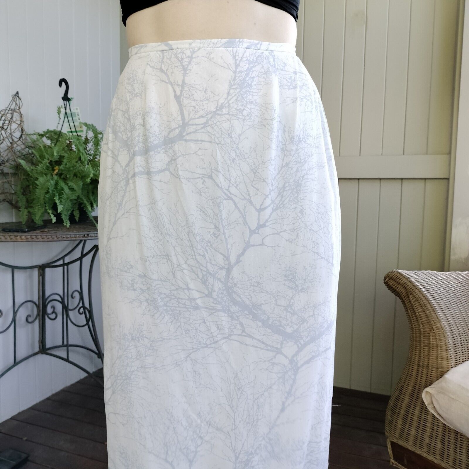 Designer × Man Made In Australia × Vintage Vintage Y2K Adele Palmer Skirt White Midi High Waist Size 28" / US 6 / IT 42 - 6 Thumbnail
