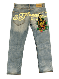 Ed Hardy Tiger Embroidered Jeans Dark Blue Y2K Tiger Patch Embroidered Back  Pocket Tiger Head Button Snap 24 Mo Royal Blue Ed Hardysignature -   Denmark