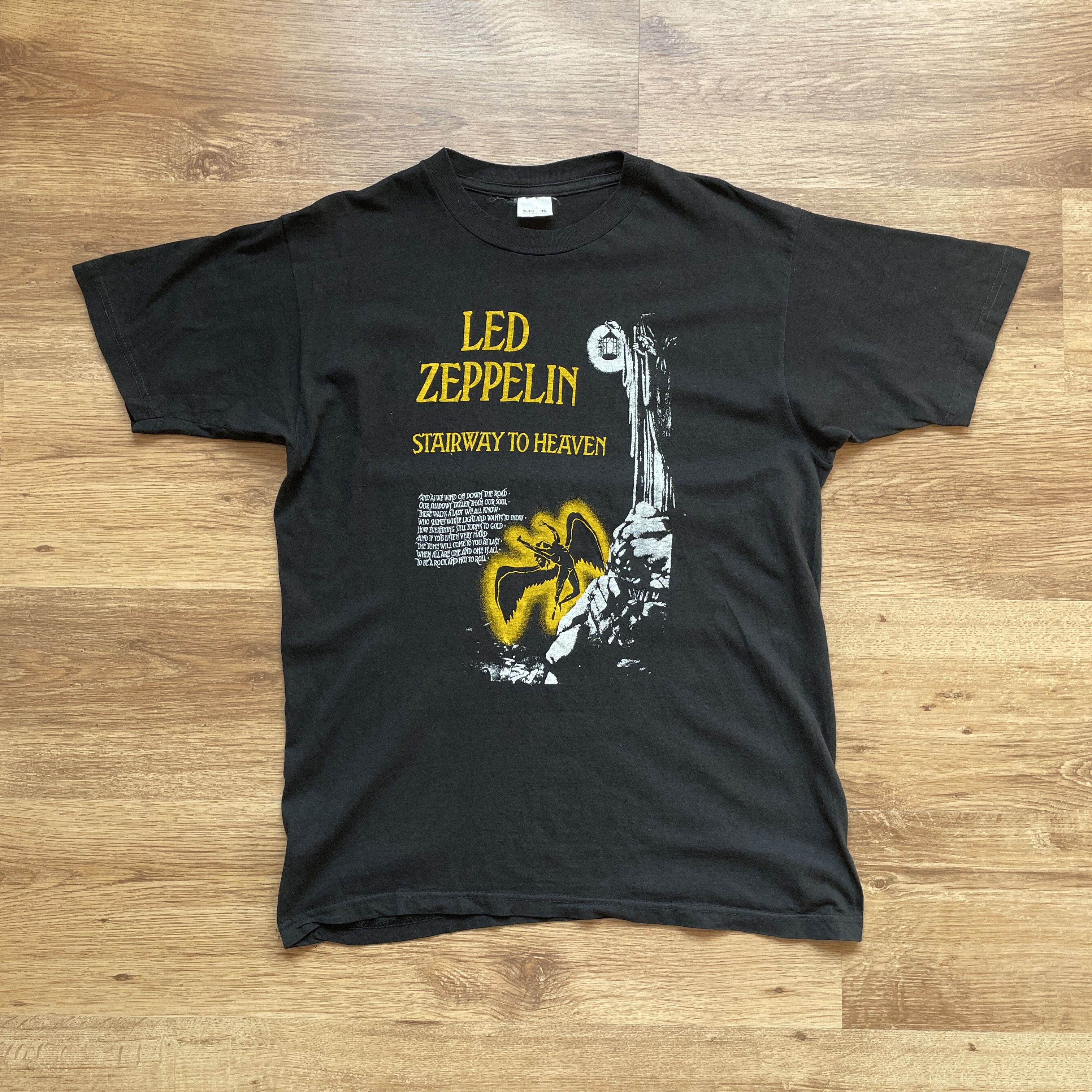 image of Band Tees x Led Zeppelin Stairway To Heaven Vintage 90's T-Shirt Size M in Black, Men's