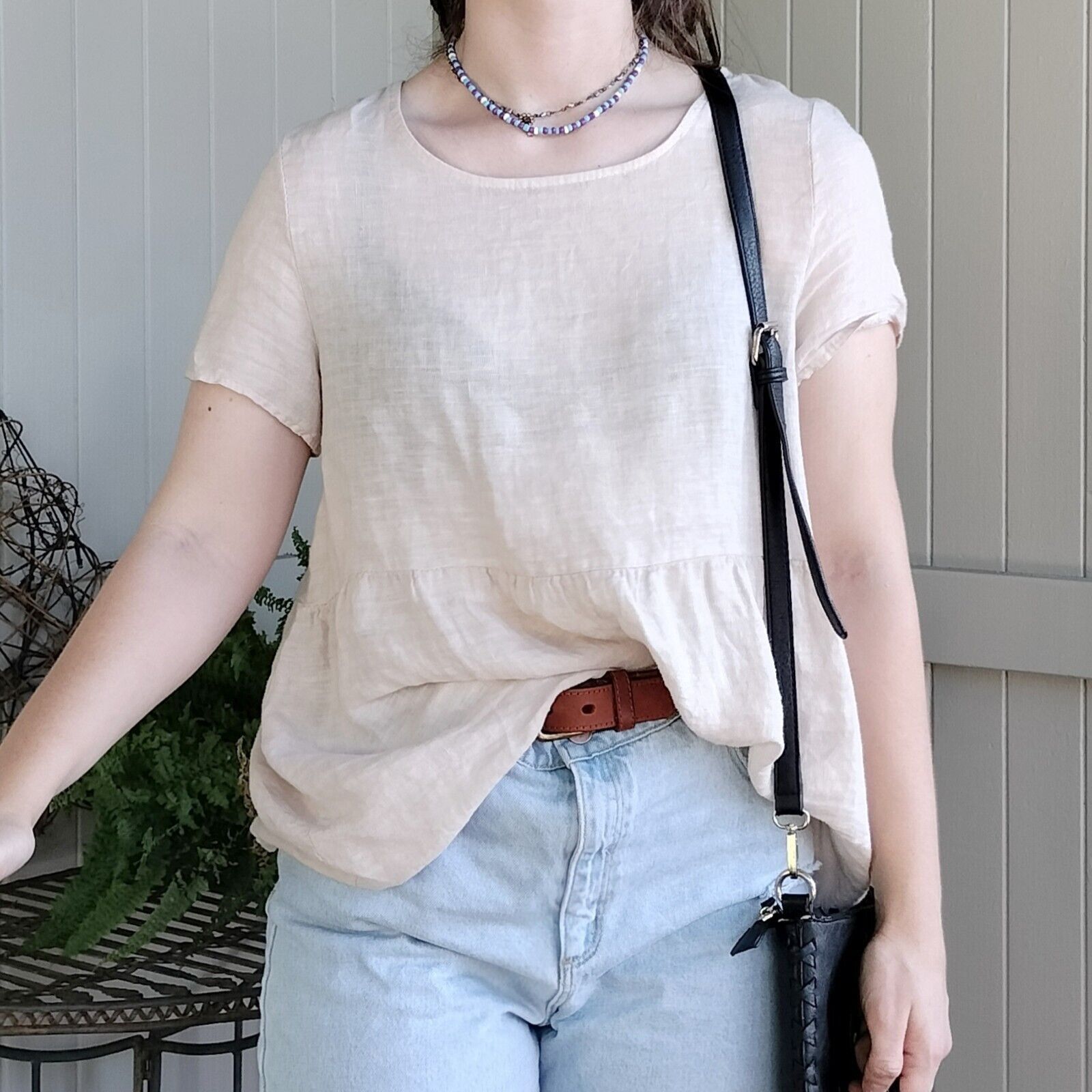 Other Valentina Naldi Top Linen Babydoll Gauze Boho Made in Italy Size M / US 6-8 / IT 42-44 - 1 Thumbnail